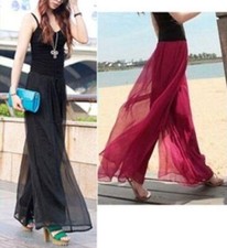 Fashion Women's Sweet Chiffon High Waist Wide Leg Palazzo Pants Trousers