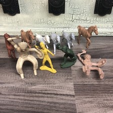 1950-60 vintage lot of plastic horses and indian figures 2  -4  Tall