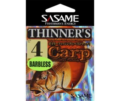 Sasame Thinners Barbless Karpfen Angelhaken beringt Größen 2 - 3/0. 6 pro Pac...