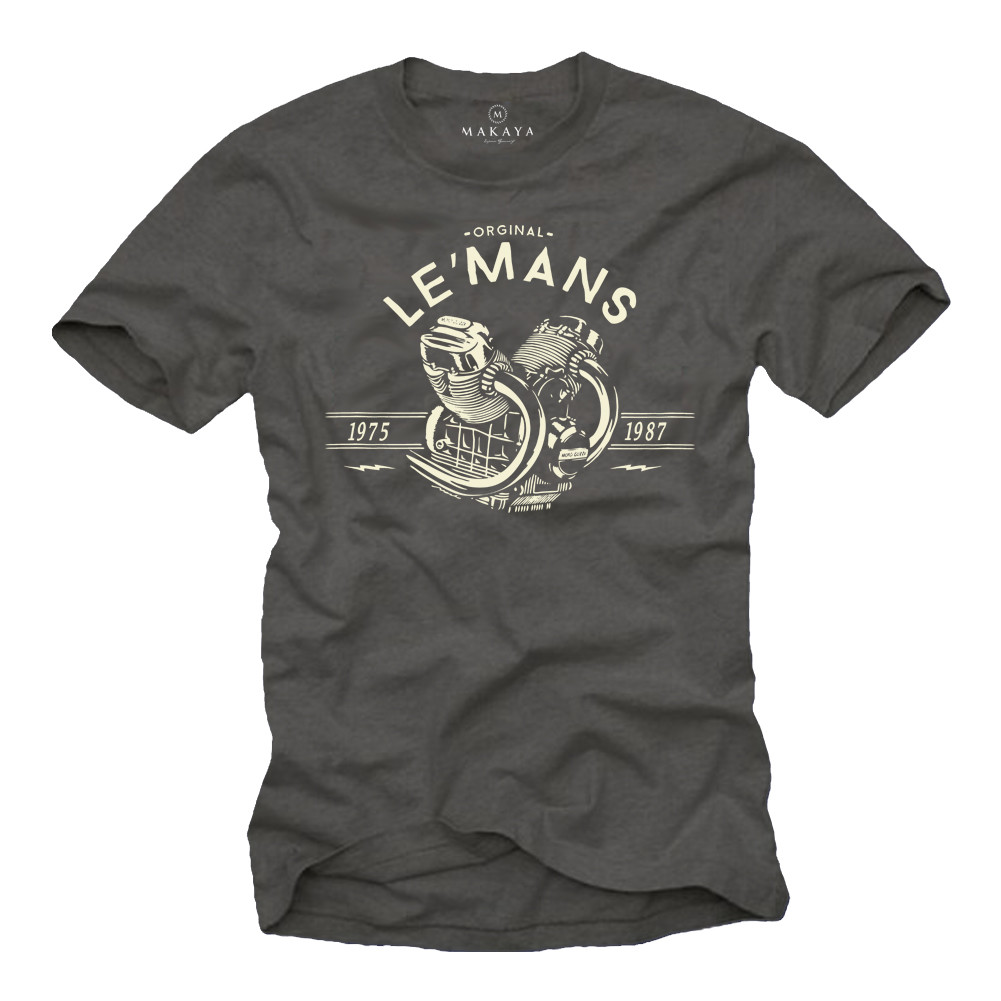 MAGLIETTA UOMO MOTO D'EPOCA CON MOTORE LE MANS - MAGLIETTA BIKER MANICA CORTA