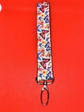 Lanyard Keychain Key Holder Wristlet Butterflies Flowers NEW Handmade 6.5  