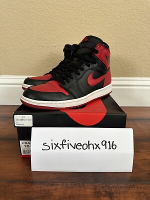 2013 NIKE AIR JORDAN 1 RETRO HIGH OG BRED Size 10 black red