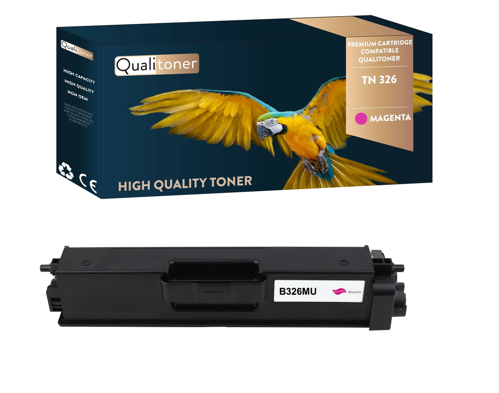 Toner BROTHER TN326 de QUALITONER avec haute capacité de pages magenta