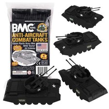 BMC Payton Recast Anti-Aircraft Tank 4pc Black Plastic Army Men Vehicles US Made