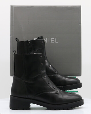 DANIEL SUDZY STUDDED COMBAT WOMENS ANKLE BOOTS UK EU 39 BLACK