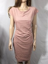 Women's NWT GUESS Estelle Pink Faux-Suede Ruched Dress Size L