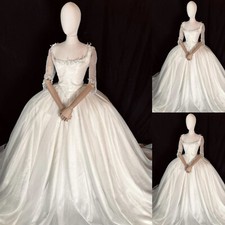 Vintage Satin Wedding Dresses Elegant 1950s Long Sleeves 60s Bridal Ball Gowns