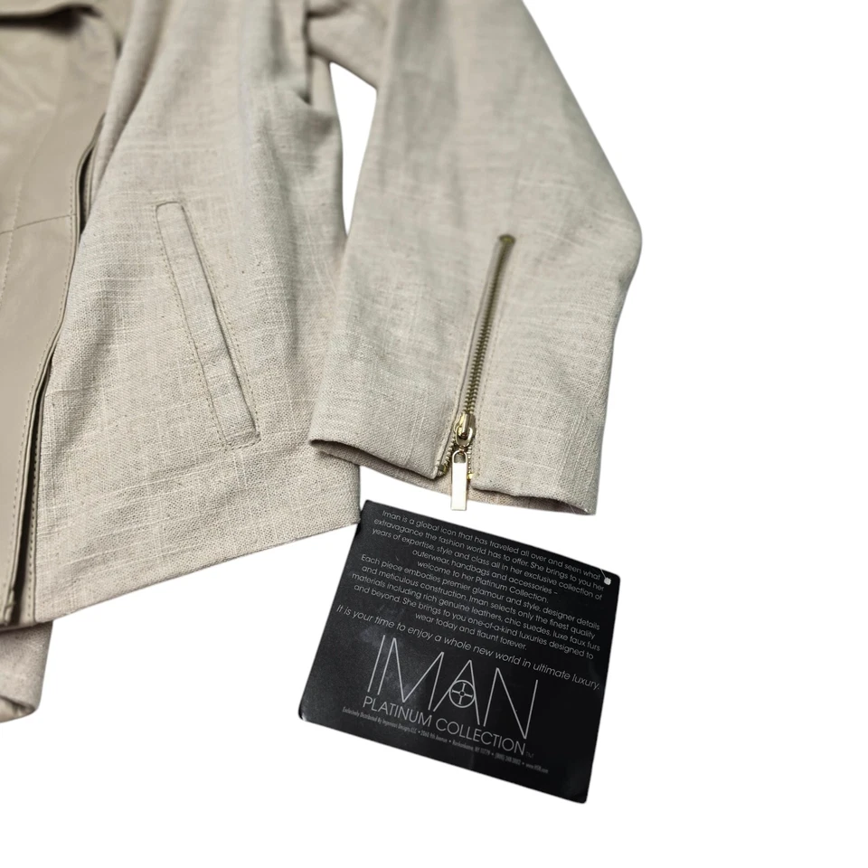 NWT IMAN XL Global Chic Moto Jacket Tan - Image 4 of 4
