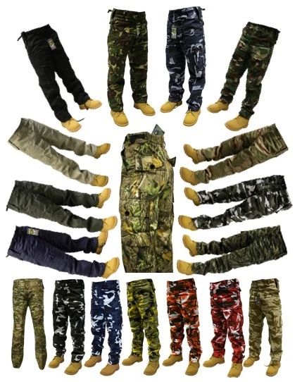 Mens Ladies Camo Plain Army Cargo Combat Trousers 28" - 56" Short Regular Long
Opens in a new window