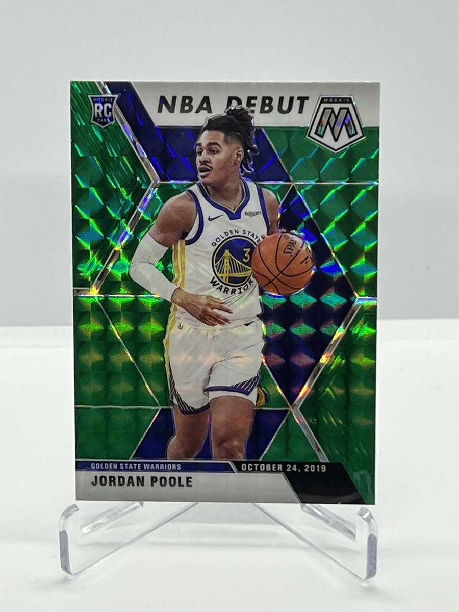 2019-20 MOSAIC JORDAN POOLE RC DEBUT 261 GREEN PRIZM GOLDEN STATE
