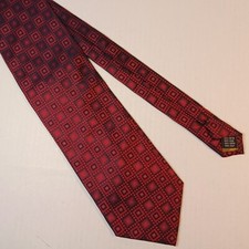 NWT New Roberto Villini Collezionw All Silk Tie Red Geometric Squares 58" 3 7/8"