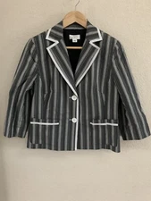 Ann Taylor Loft White Gray Button Up Lined Blouse Size 10 NWOT