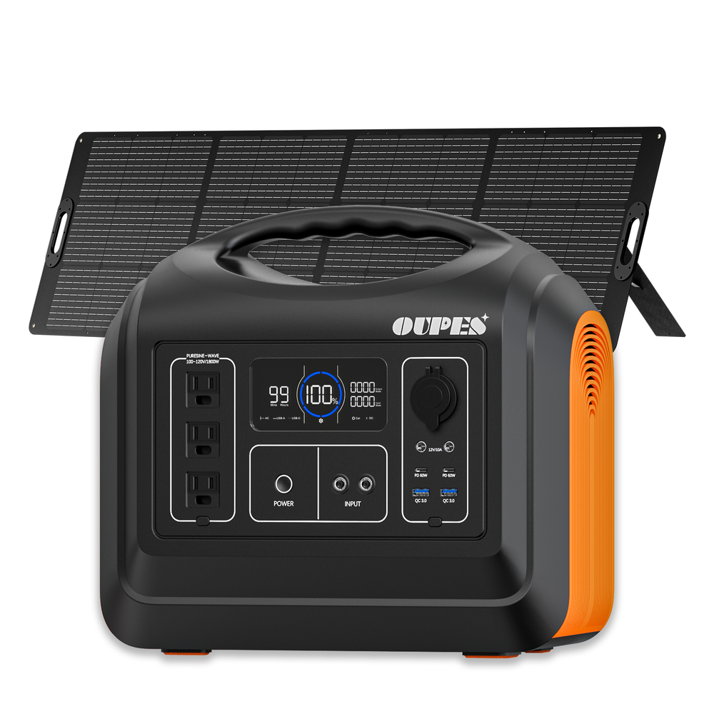 OUPES 1800w Power Station 1800W/1488Wh Solar Generator+240W Solar Panel Outdoor