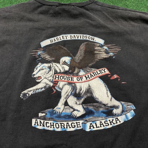 Vintage Harley Davidson Shirt Mens XL Black 80S Eagle Flag Tank Top Tee 1986 USA - Picture 4 of 9