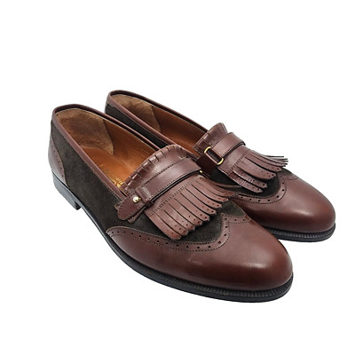 Salvatore Ferragamo Men 8.5 D Kiltie Fringe Strap Brown  display picture 3