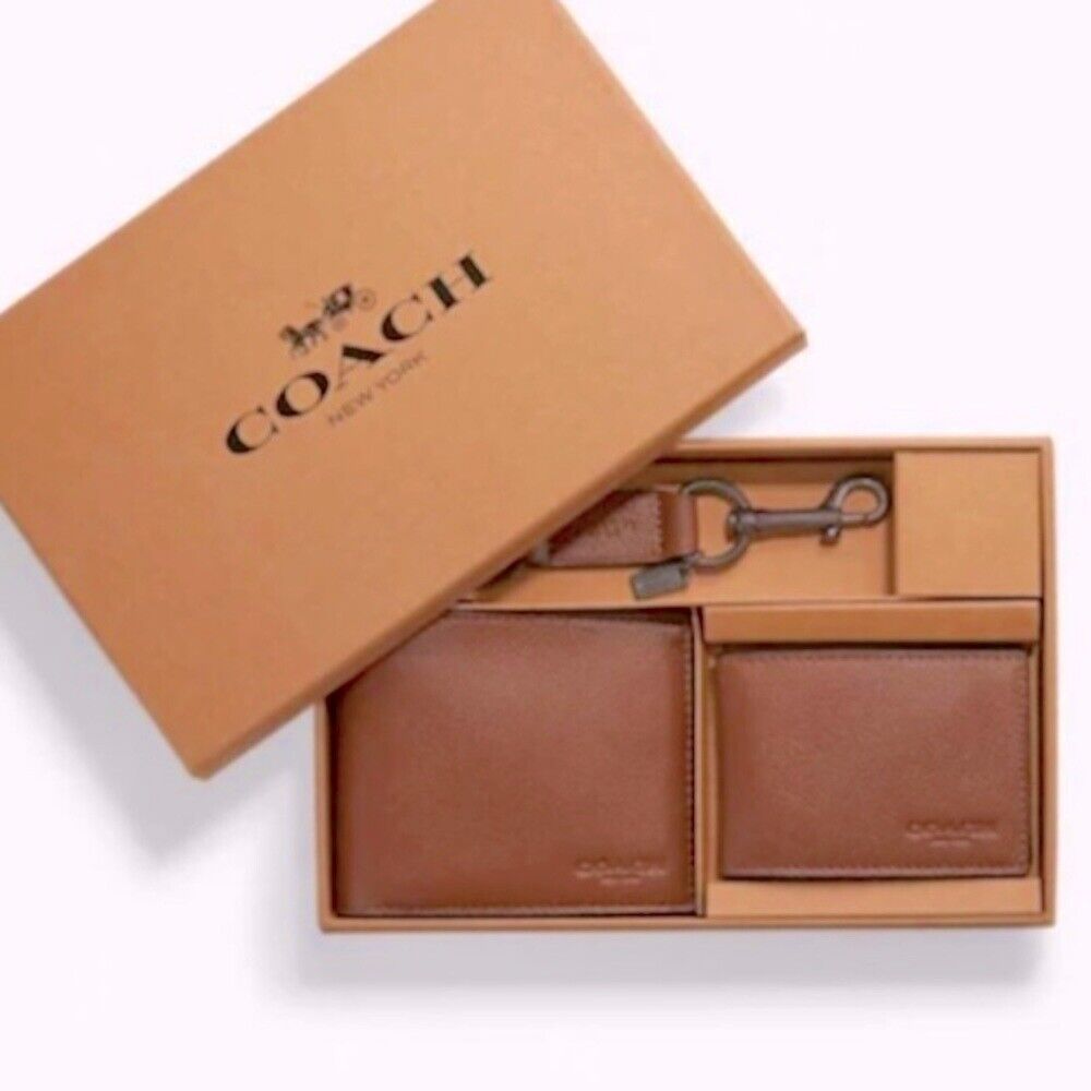 【関税&送料込】V° 73 Wallets Brown NWT Coach Men's Brown Wallet Gift set | eBay
