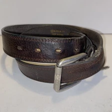 Ariat Mens 36 Belt Triple Stitch Brown Leather A10004630 Roller Buckle *Read