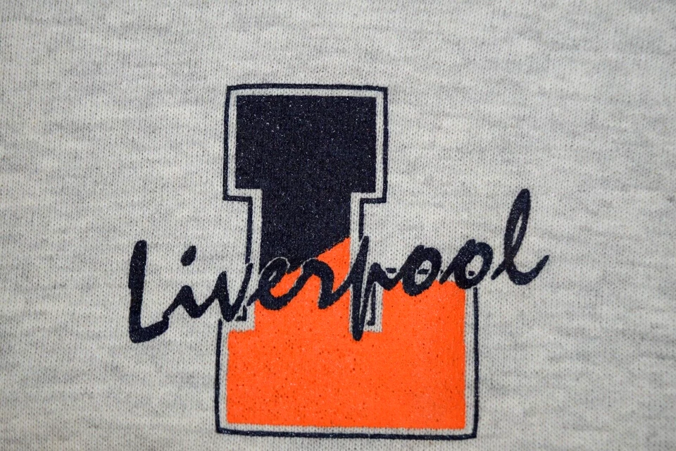 Sudadera De Colección Liverpool Talla S Años 80 90 Block Script Logo Gris Claro Grunge Foto 2 de 4