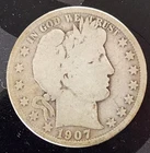 1907-O Barber Half Dollar US 90% Silver Coin Fifty Cents 50c FREE SHIPPING