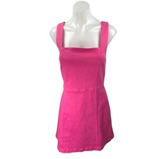 NEW Alice + Olivia Pink Denim Sleeveless Square Neck Mini A-Line Tank Dress 10