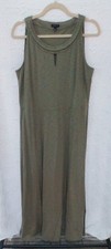 Talbots Petite LP Olive Green Maxi Dress Sleeveless Cotton Modal Keyhole A Line