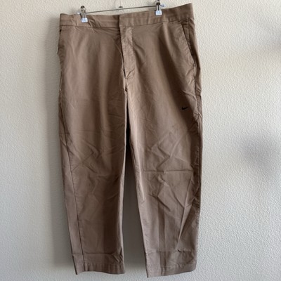 Nike Sportswear Essentials Sz 36 Brown Woven Tech Cropped Pants DD7032 208 FLAWS