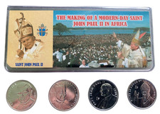 Saint John Paul II Four UNC Coins of the Congo COA & History & Mini Album Incl.