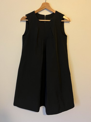 CUE Dress Size AU 6 Black A-Line Knee Length Drop Waist Sleeveless Scoop Neck
