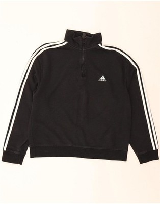 Adidas Damen Zip Neck Sweatshirt Pullover UK 20/22 XL Schwarz Baumwolle DS72