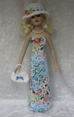 Made to fit KITTY COLLIER #01 Dress, Hat, Purse, Necklace & Earring, Clothes Set