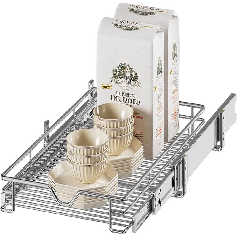 Pull Out Cabinet Organizer Kitchen Storage Adjustable Heavy Load Slide Out Shelf