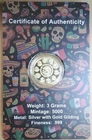 3g .999 Silver Round Bullion w/ Gold Gilding Mexico Design + COA