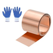 3.28ft Copper Sheet Roll, 1000x30x0.1mm Pure Copper Strip with Gloves