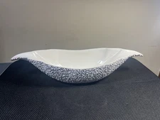 Royal Haeger White Stone Lace Console Centerpiece Bowl Popcorn Texture USA Made