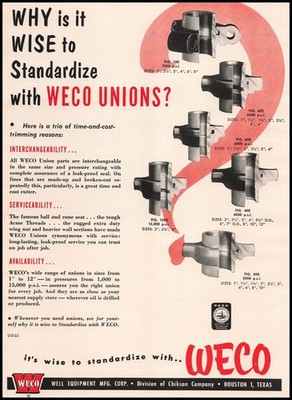 1955 Well Equipment Mfg Corp. Houston Texas WECO Union Parts Vintage Print Ad
