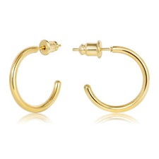 Minimalist Hoops for Women - 14K Gold Open Huggie Hoop Earrings Set of 5 Pairs 