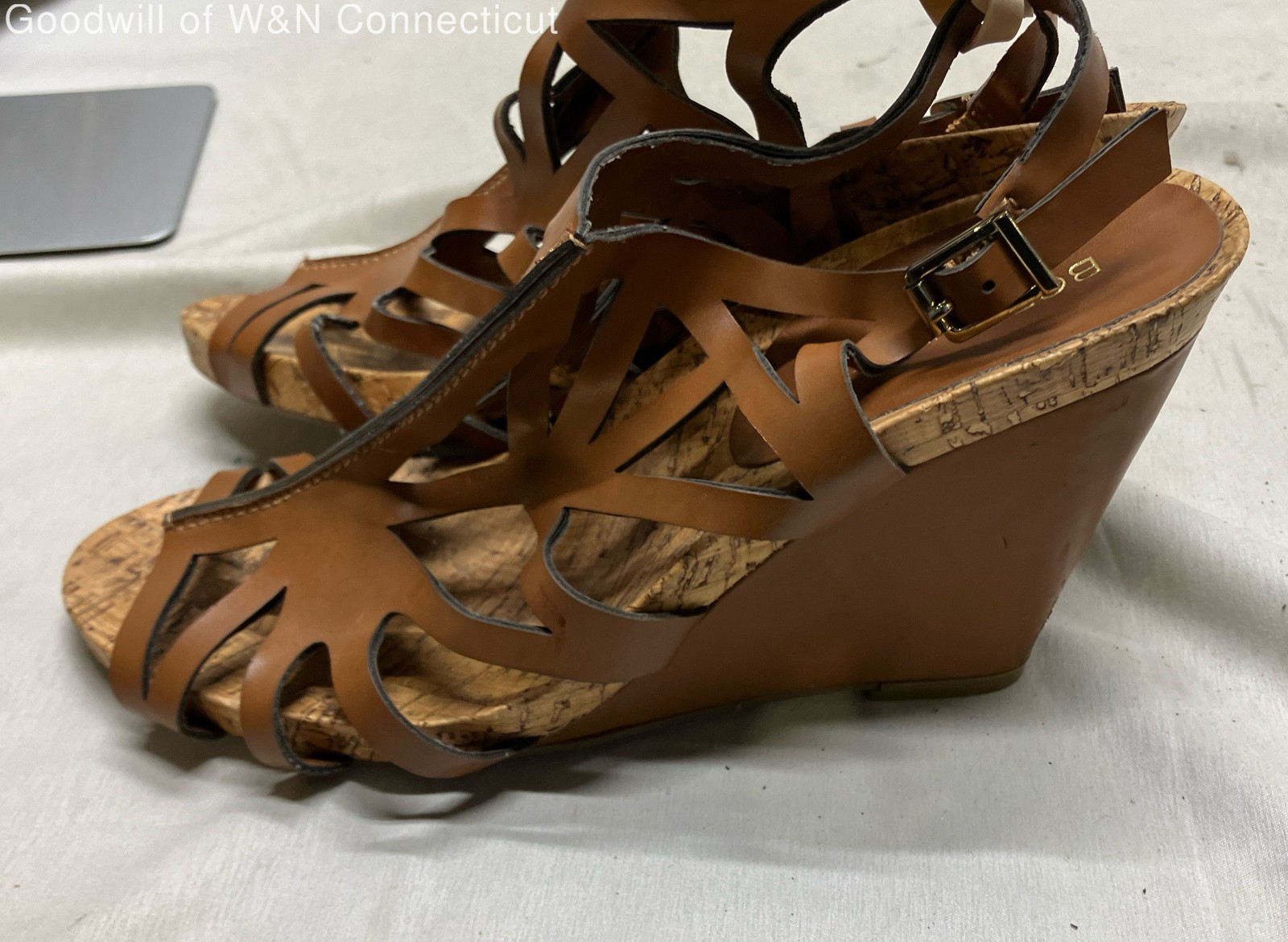 BCBGeneration Brown Caged Gladiator Cork Wedge Sa… - image 2