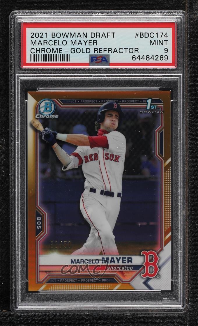 2021 Bowman Draft Chrome Gold Refractor 32/50 Marcelo Mayer PSA 9 MINT g1w