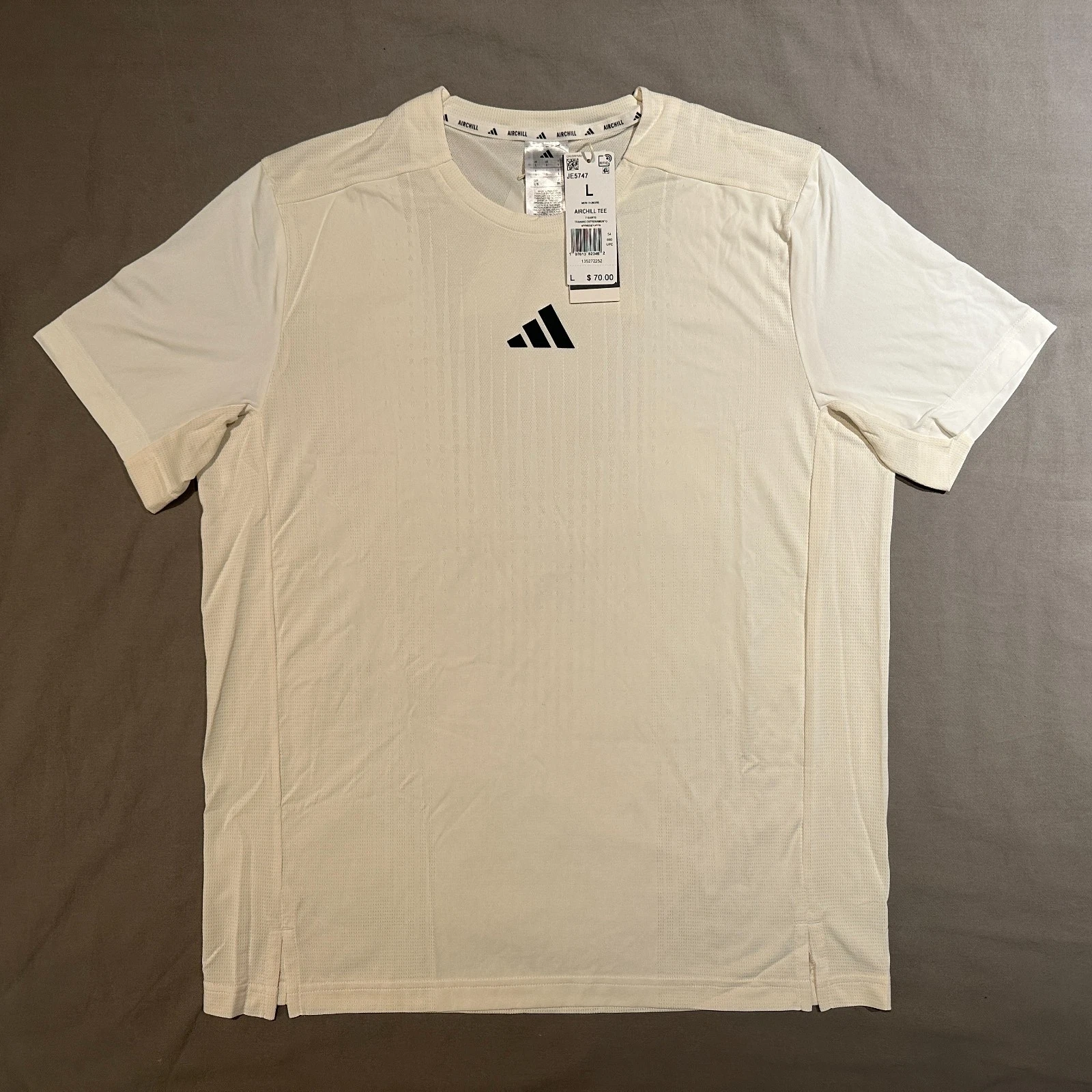 Adidas Airchill Tee Shirt Chalk White Mens Slim Fit Large