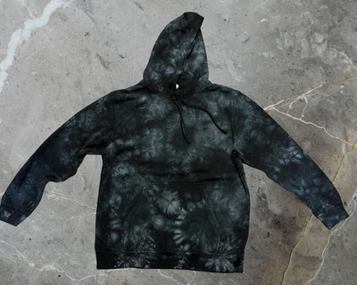 *NEW* Black Tie Dye Fleece Pullover Hoodie, Independent Trading Co. - LARGE