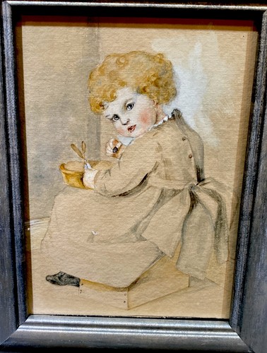 VTG Watercolor Art Work “Girl” One Of A Kind Free Standing 5x7”, Frame 9.75x7.75 - Picture 4 of 4