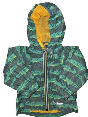 L.L.Bean Discovery Rain wind Jacket Darkest Green Gator Size 6-12 Months
