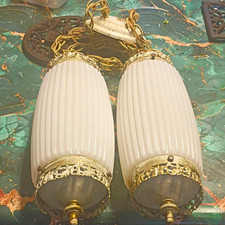 pair of vintage mid-century modern hanging swag pendant lamps 1960/1970