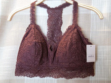 AUDEN Womens Burgundy Bralette Lightly Lined Racerback Lace - SZ L - New w/Tags