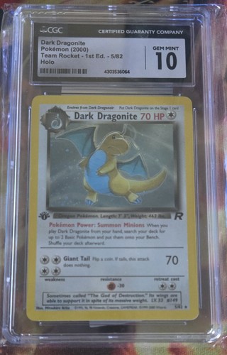 Dark Dragonite (1st Edition) graded CGC 10 for sale on eBay