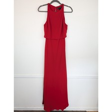 Jill Stuart Dress BHLDN Iva Crepe Gown Maxi Formal Evening Elegant Red Size 12