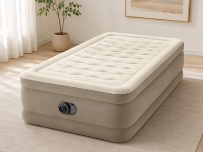Intex Ultra Plush Luftbett 99x191x46cm Elektropumpe Twin Gästebett Beige 201800