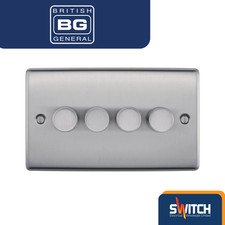 BG Nexus Brushed Steel Switches & Sockets Full Range Satin Chrome Grey Inserts
