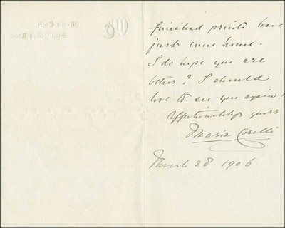 MARIE CORELLI - AUTOGRAPH LETTER SIGNED 03/28/1906