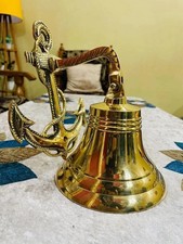 Solid Brass Ship Bell Hanging Nautical Door Bell With Wall Mounted Bracket